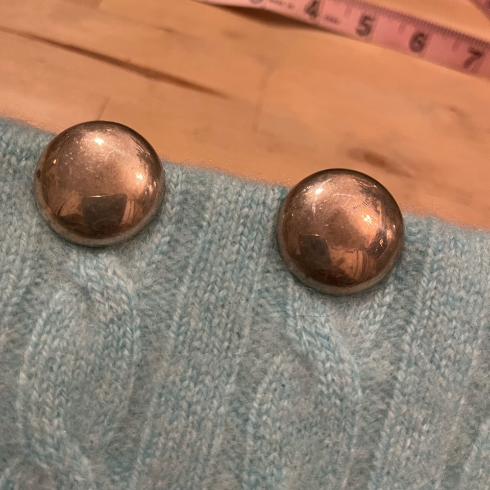 Vintage 925 Sterling  Silver Earrings TAXCO MEXICO TS-01 Round Circle Clip-on - Picture 3 of 9